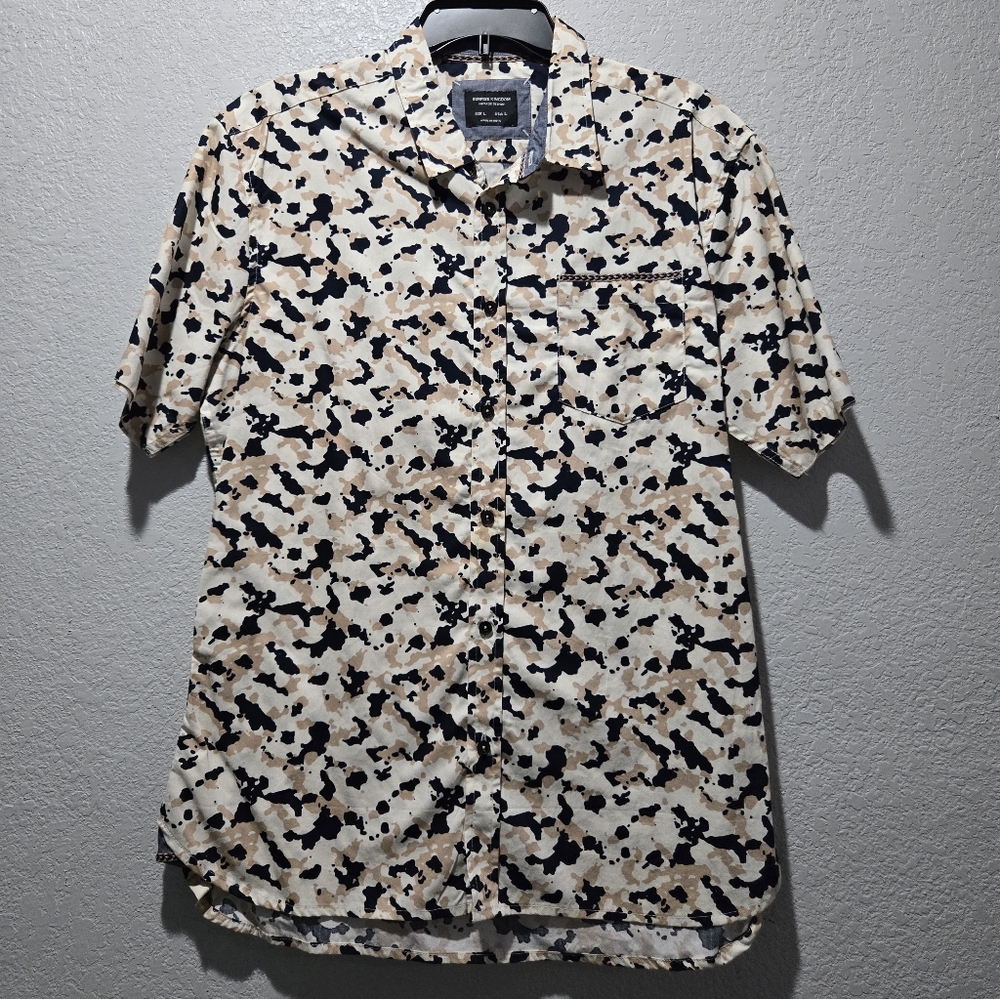 Men's Casual Camouflage Shirt - Black and Tan